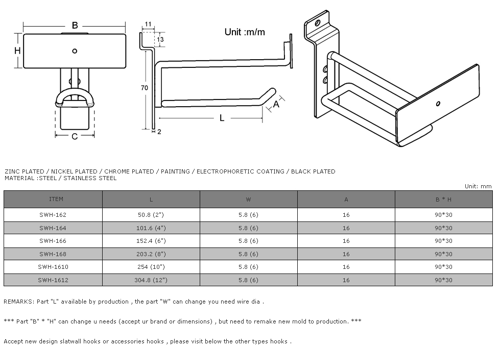 Slat Wall Hook