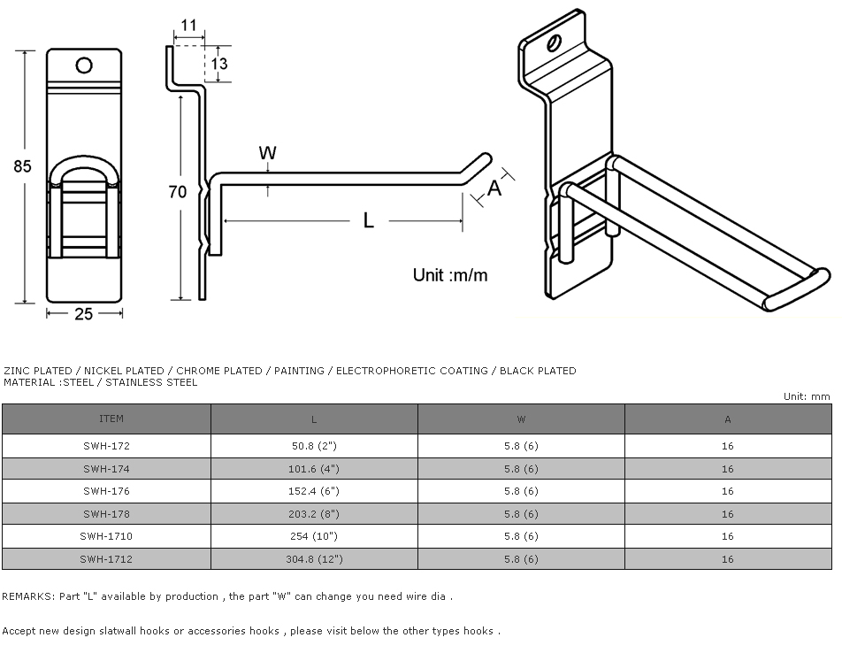 Slat Wall Hook