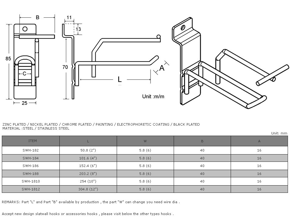 Slat Wall Hook