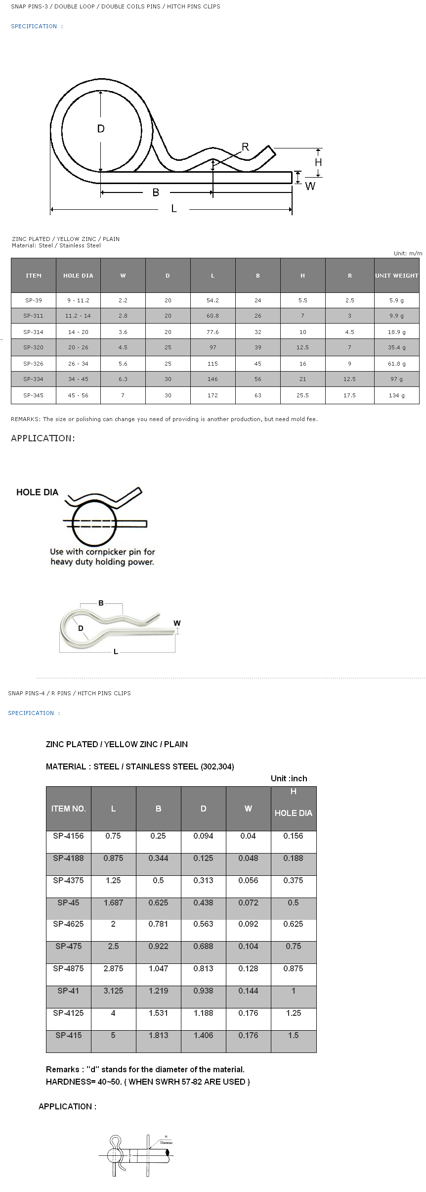 Snap Pins-3 / Double Loop / Double Coils Pins / Hitch Pins Clips