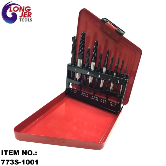10PC SCREW EXTRACTOR AND DRILL BIT SET FOR REPAIR TOOLS