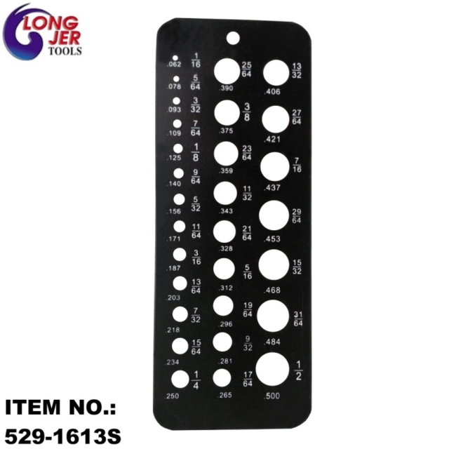 1/16-1/2” STAINLESS STEEL DRILL GAUGE 1/16-1/2” STAINLESS STEEL DRILL GAUGE