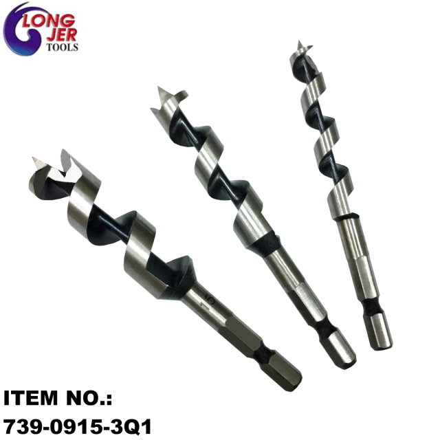 3PCS QUICK HEX-SHANK AUGER WOOD DRILL BIT SET