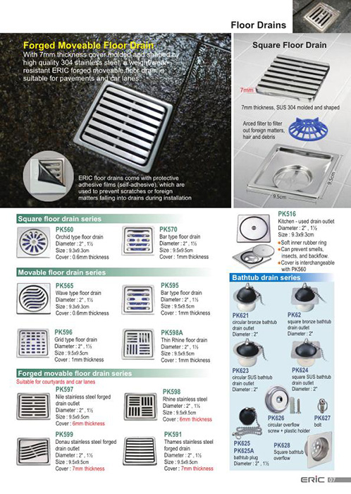 Stainless steel linear floor drain, Shower Drains