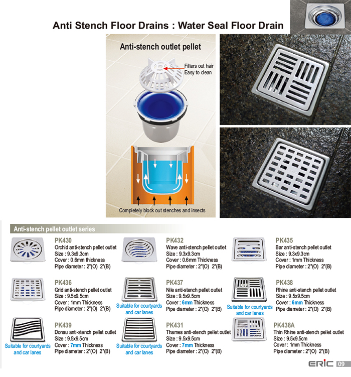 Floor Drains with Anti-stench outlet pellet