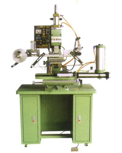 Rotary transfer-printing & fixed-spot hot-stamping machine w/photoelectric cell