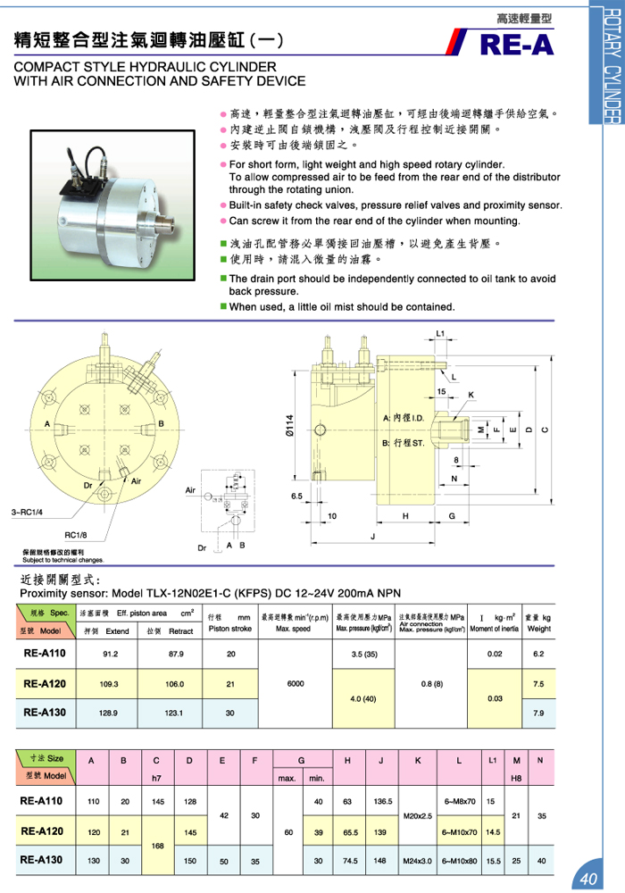 精短整合型注气回转油压缸 (一)