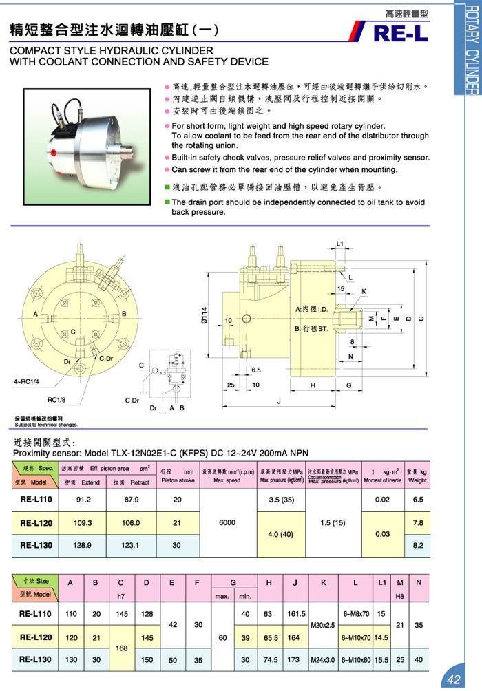 精短整合型注水迴轉油壓缸 (一)