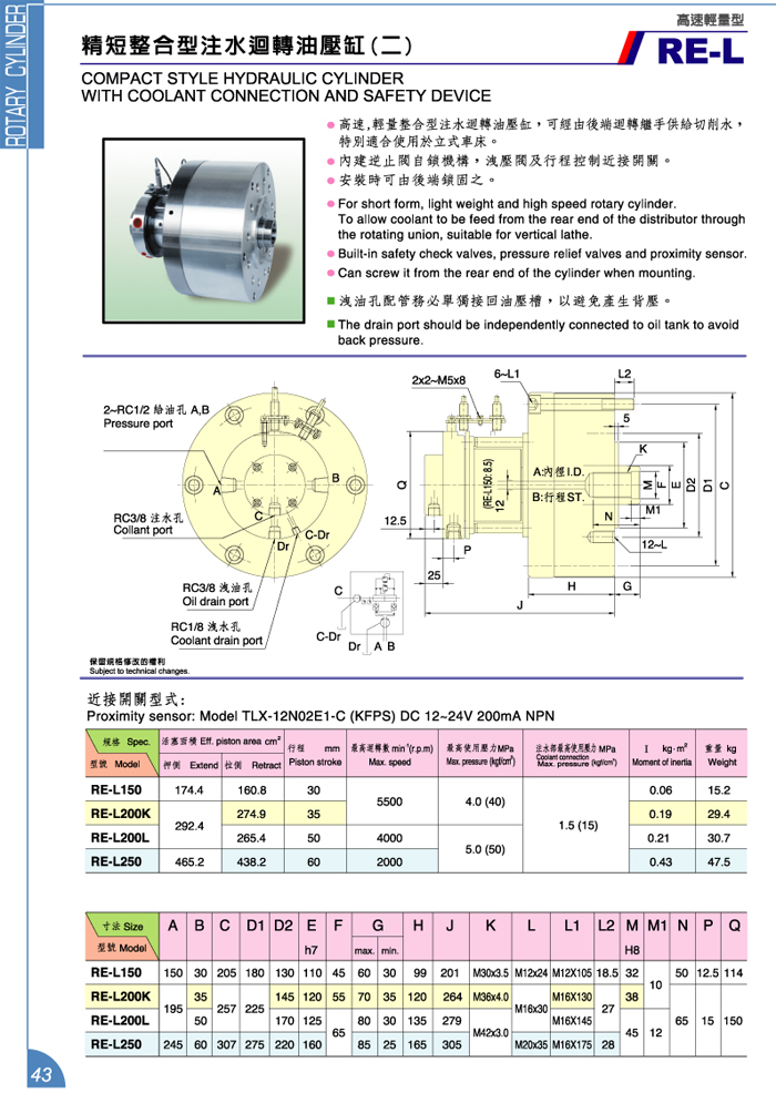 精短整合型注水迴轉油壓缸 (二)