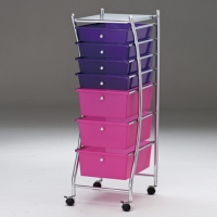 Chrome-plated silver storage cart with PP drawers (3 large & 4 small)