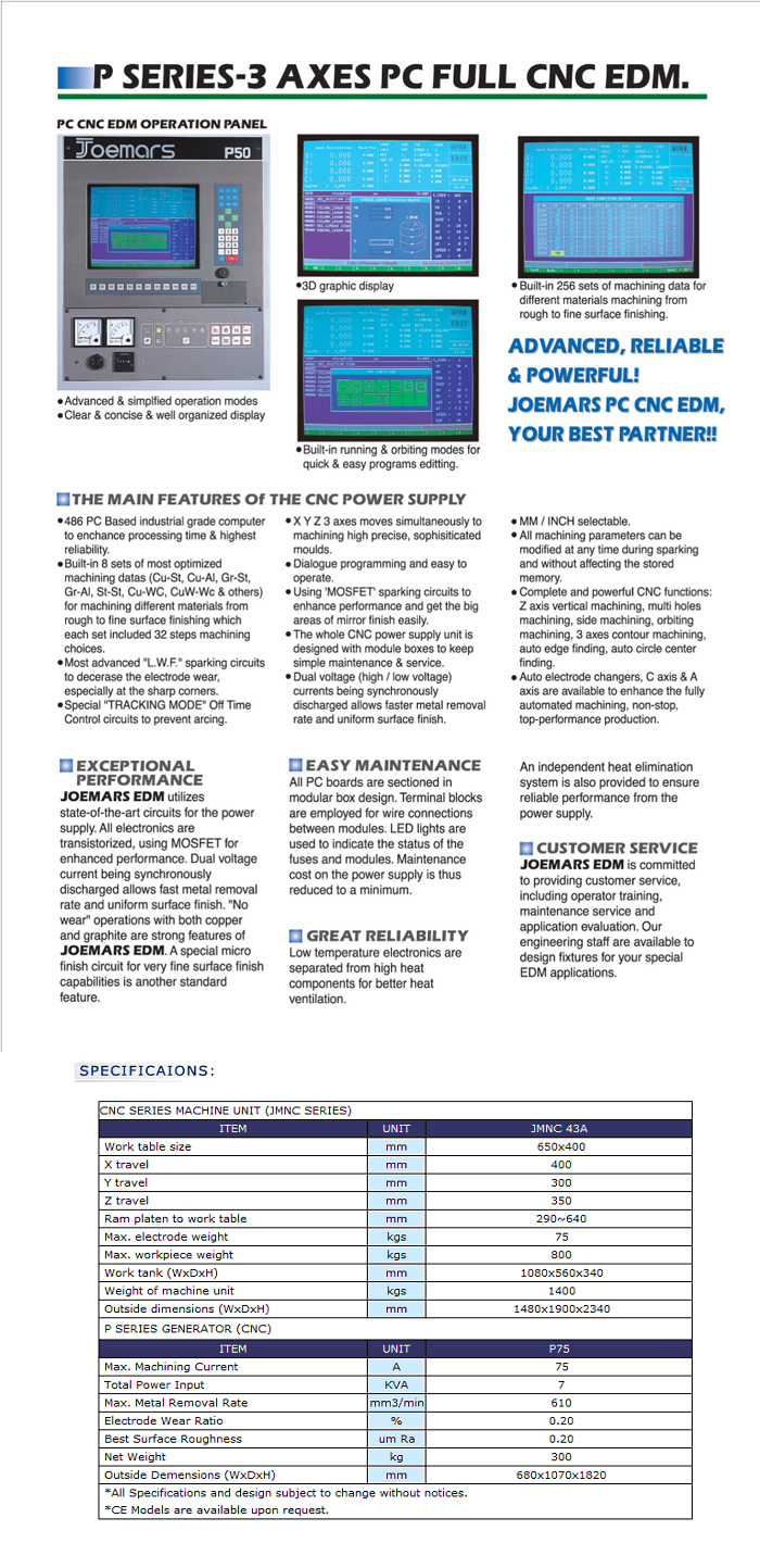 P Series-3Axes PC Full CNC EDM