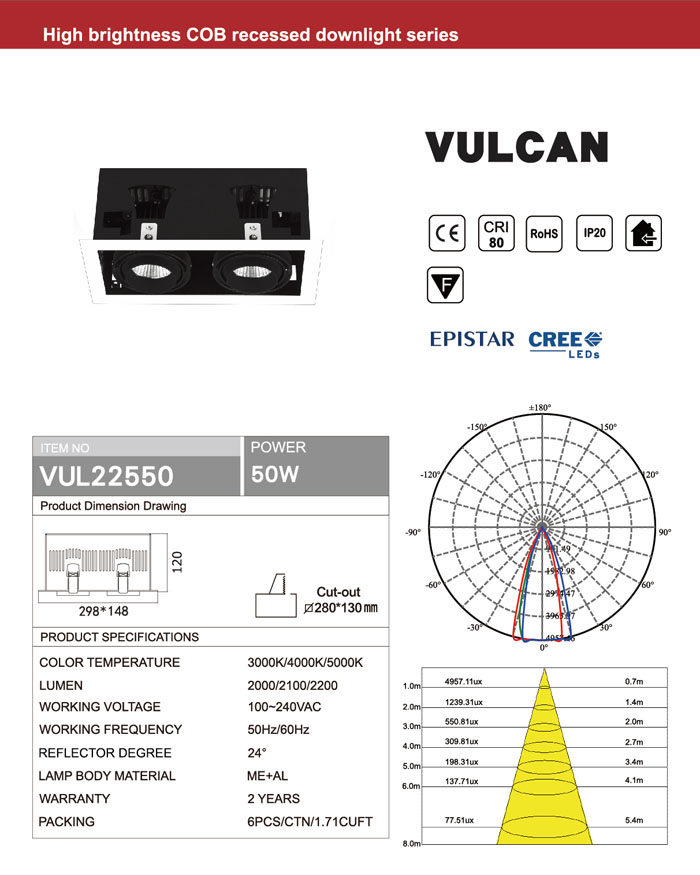 2 SPOT GIMBAL CREE OR EPISTAR 50W COB LED DOWNLIGHT 2 SPOT GIMBAL CREE OR EPISTAR 50W COB LED DOWNLIGHT