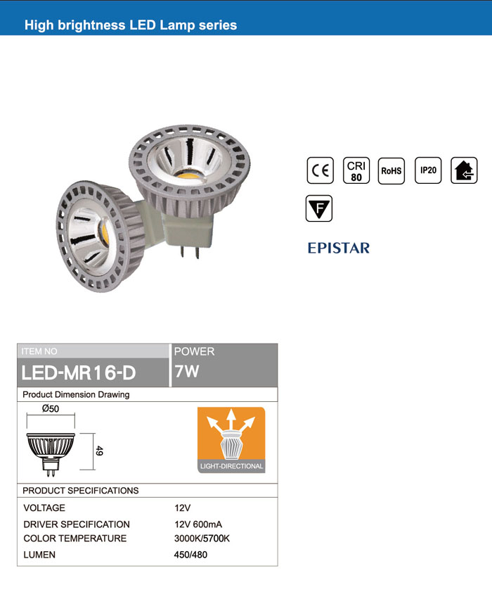 RETROFIT LIGHT Ra80 GX5.3 GU5.3 7W COB MR16 LED BULB RETROFIT LAMP BULB LIGHT LED MR16