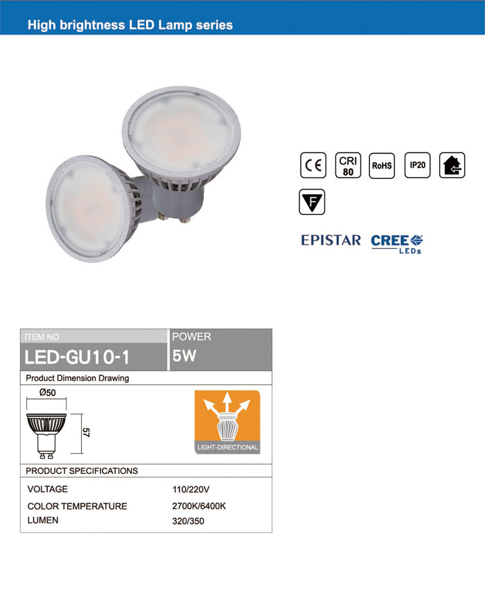 Bulb Lamp Light retrofit energy saving 5W GU10 LED