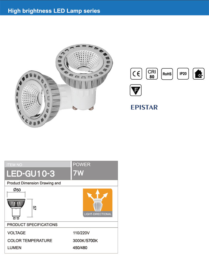 RETROFIT LIGHT Ra80 GU10 7W COB LED BULB RETROFIT LIGHT Ra80 GU10 7W COB LED BULB