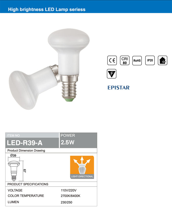 High Power Bulb Lamp Light Retrofit R39 E14 3W LED