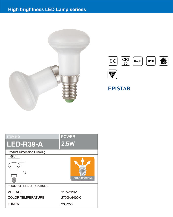 High Power Bulb Lamp Light Retrofit R39 E14 3W LED High Power Bulb Lamp Light Retrofit R39 E14 3W LED