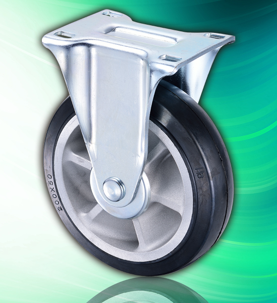 Aluminum Turbine-Core Elastic Rubber Black Castor Wheels 200mm Aluminum Turbine-Core Elastic Rubber Black Castor Wheels 200mm