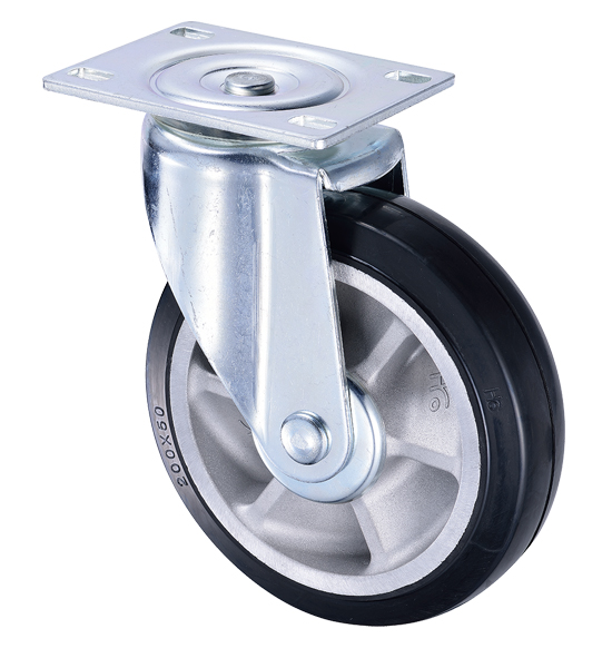 8 inch Aluminum Rim Rubber Heavy Duty Swivel Caster Wheels