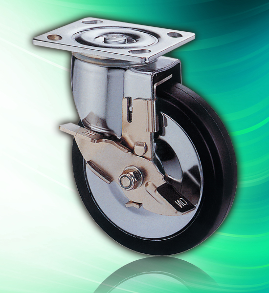 Elastic Rubber Chrome Locking Wheel 6 inch Casters Elastic Rubber Chrome Locking Wheel 6 inch Casters