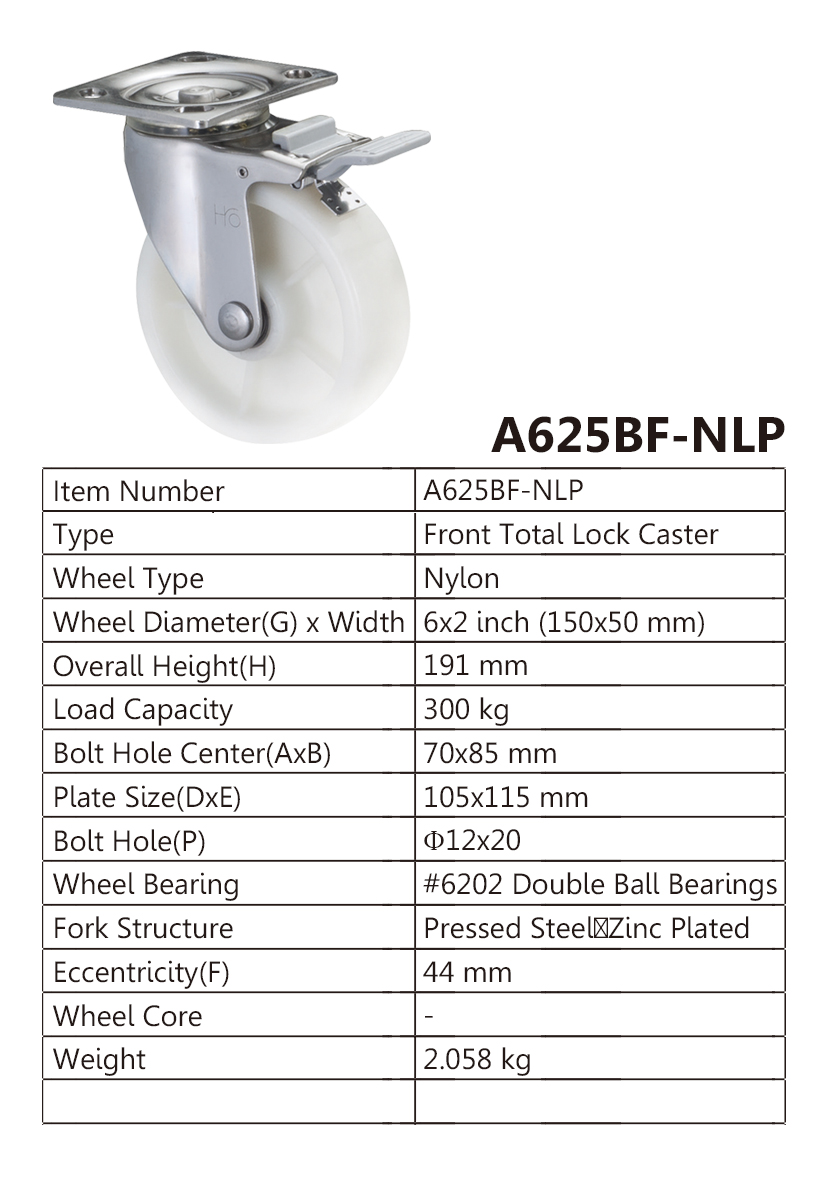 Nylon 6 inch Cart Heavy Duty Roller Omni-Directional Wheels