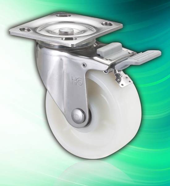 5x2 inch Nylon Lock Brake Ball Bearing Stainless Cart Casters 5x2 inch Nylon Lock Brake Ball Bearing Stainless Cart Casters