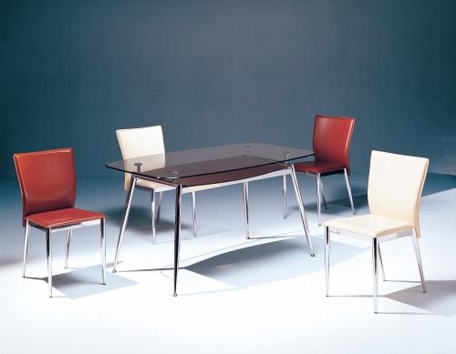 Dining table, Dining chair, Glass table, Tube furniture, Dining furniture