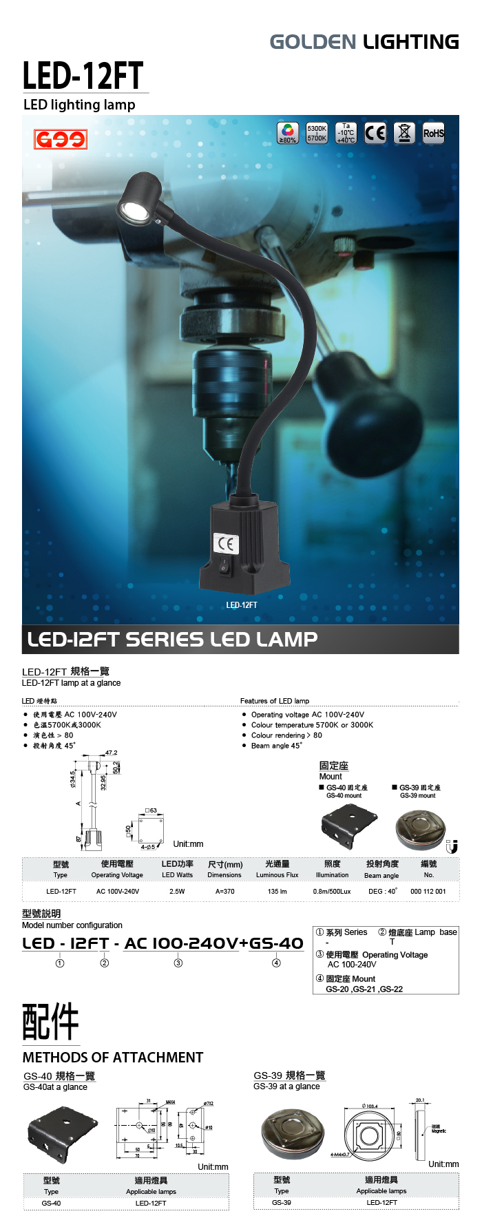 LED-12FT 聚光型LED工作燈