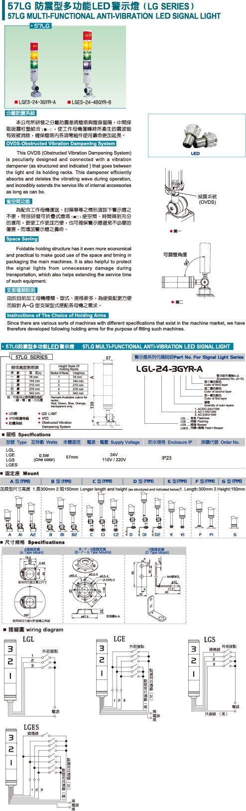 57LG MULTI-FUNCTIONAL ANTI-VIBRATION LED SIGNAL LIGHT. 57LG MULTI-FUNCTIONAL ANTI-VIBRATION LED SIGNAL LIGHT.