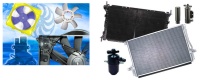 冷却空调系统: 水箱、冷凝器、风扇、蒸发器、储液器