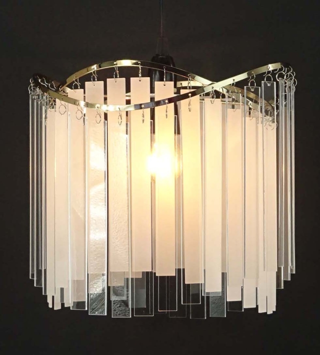 Rose gold frame with clear and frosted strip pendant Rose gold frame with clear and frosted strip pendant