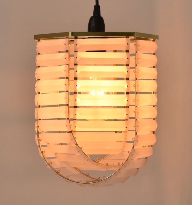 Hexagonal Polished brass frame and frosted Acrylic prism pendant Hexagonal Polished brass frame and frosted Acrylic prism pendant