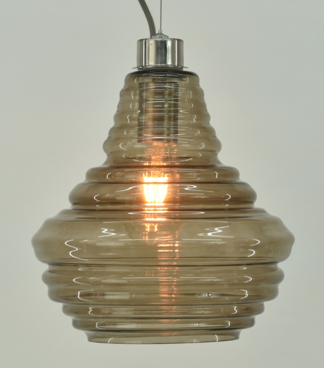 Grey glass and Satin nickel finished fitting Grey glass and Satin nickel finished fitting