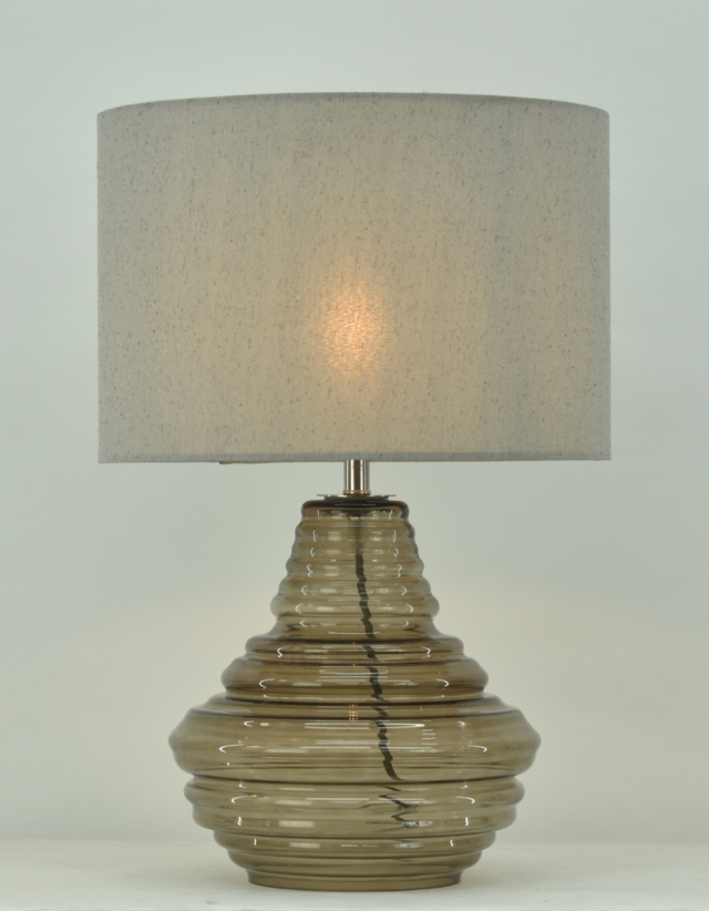 Grey glass and Satin nickel finished Table lamp