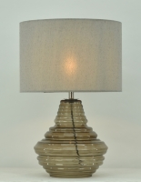 Grey glass and Satin nickel finished Table lamp