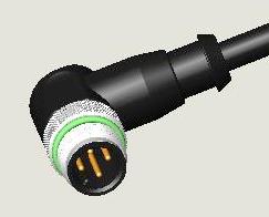 M12 4P PLUG WATER RESISTANCE R/A PUR CABLE ASS'Y