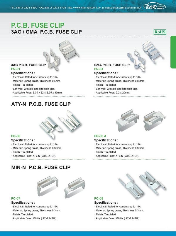3AG / GMA P.C.B. FUSE CLIP 3AG / GMA P.C.B. FUSE CLIP