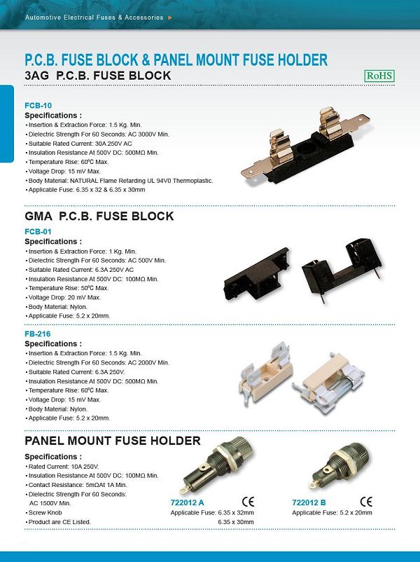 3AG P.C.B. FUSE BLOCK 3AG P.C.B. FUSE BLOCK