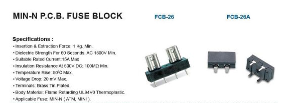 MIN-N P.C.B. FUSE BLOCK MIN-N P.C.B. FUSE BLOCK