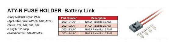 ATY-N FUSE HOLDER–Battery Link ATY-N FUSE HOLDER–Battery Link