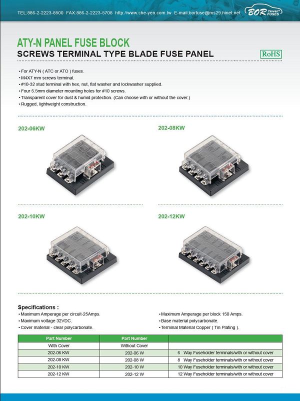 SCREWS TERMINAL TYPE BLADE FUSE PANEL SCREWS TERMINAL TYPE BLADE FUSE PANEL