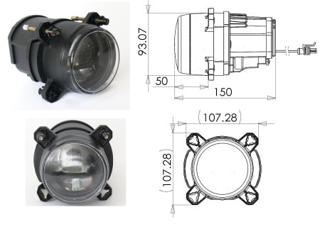 90mm LED投射式近光大灯模组- ECE, SAE/DOT