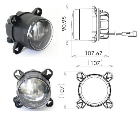 90mm LED投射式遠光燈模組, ECE