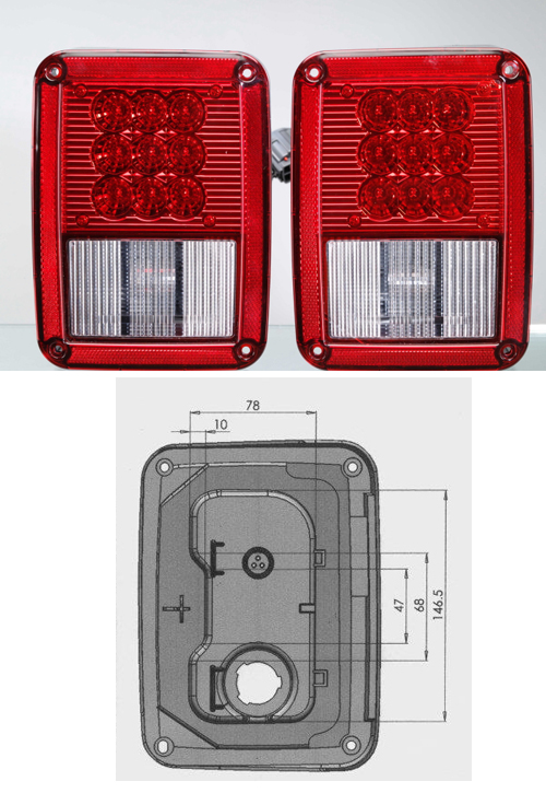 Tail light for Jeep Wrangler 2007 Red stop /turn signal (LED)/ parking ( LED) lightSAE DOT