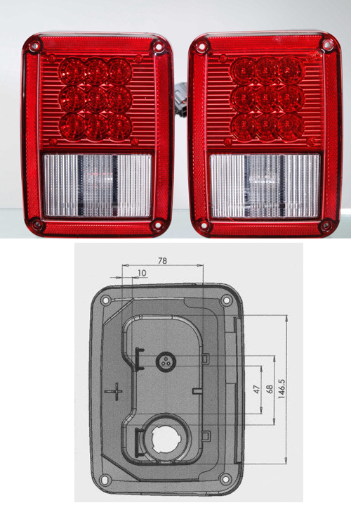 Tail light for Jeep Wrangler 2007 Red stop /turn signal (LED)/ parking ( LED) lightSAE DOT Tail light for Jeep Wrangler 2007 Red stop /turn signal (LED)/ parking ( LED) lightSAE DOT
