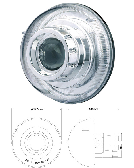 7”Single Bi-Xenon Headlamp for Motor