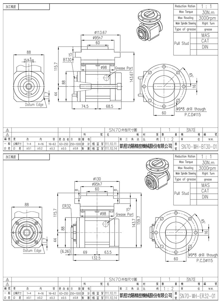 SN70 Knife Type Right Angle Milling Head, Milling Heads