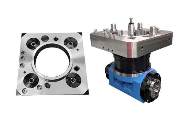 Automatic exchange of right angle milling heads