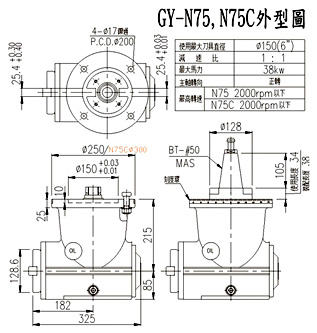 N75, N75C Angular Head (90° Milling Head) / Milling Head