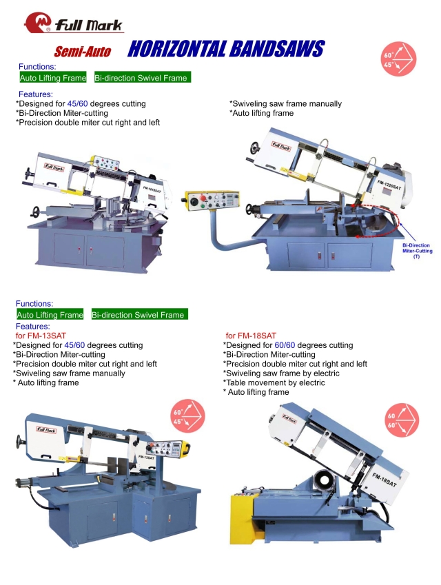 Semi-auto Horizontal Bandsaw(260~460mm)